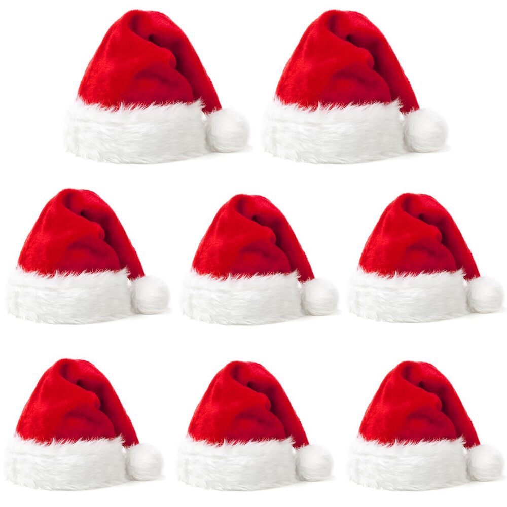 2485 8Pcs Santa Hat for Adult, Christmas Hat Comfortable Thickened Plush